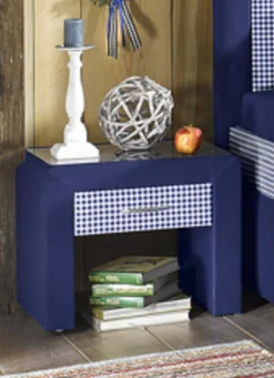 Best BADER Nachttisch mit Glasplatte BLAU