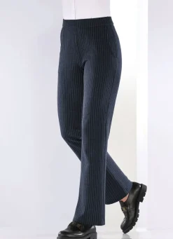 Hot KLAUS MODELLE MADE IN GERMANY Nadelstreifenhose in modischer Weite MARINE-HELLGRAU