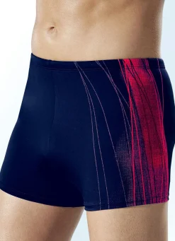 Sale NATURANA Badehose in höherer Kastenform mit seitlichem Druckdessin MARINE-ROT
