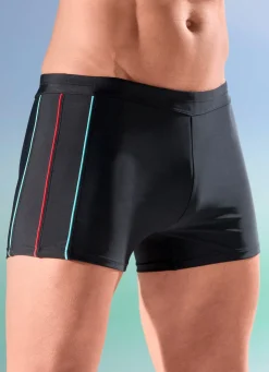 Outlet NATURANA Badepants mit seitlicher Paspelierung SCHWARZ-TÜRKIS-ROT