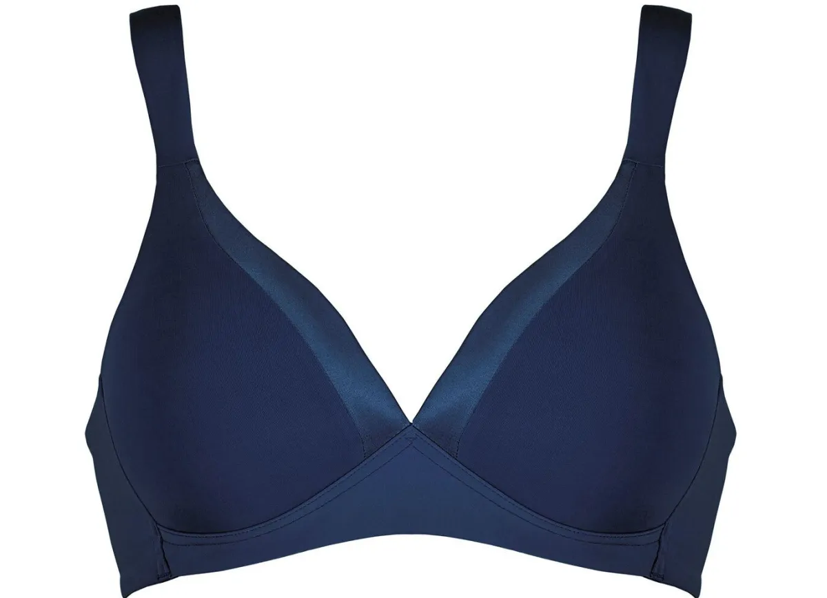 Clearance BADER Naturana BH mit Satinblende am Dekolleté MARINE