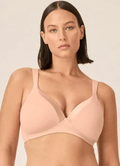 Outlet BADER Naturana BH mit Satinblende am Dekolleté PUDER