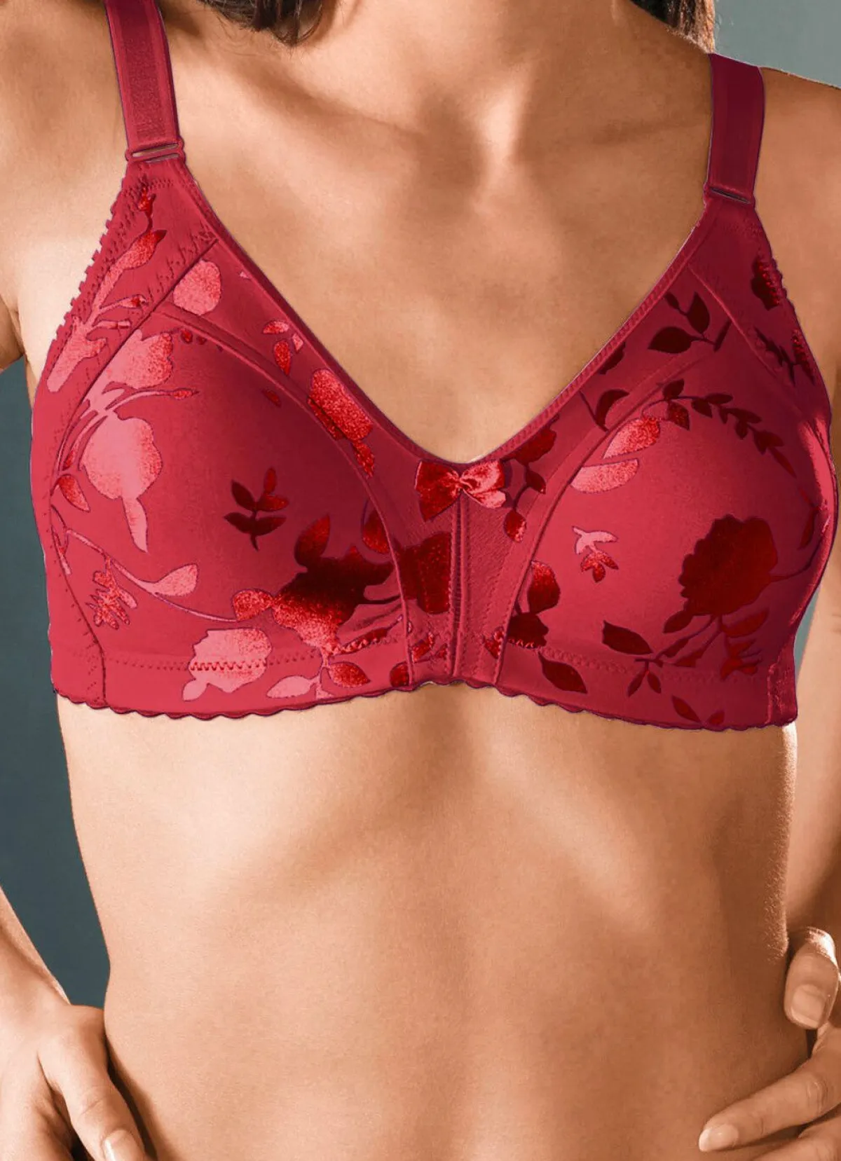 Discount BADER Naturana Minimizer-BH mit dezent glänzendem Floraldruck KARMINROT
