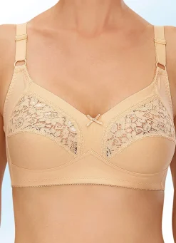 Best NATURANA Zweierpack BH mit Spitze in den Obercups 1X WEISS, 1X Puder