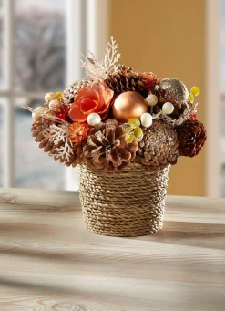 Discount BADER Natur-Gesteck im Jute-Topf NATUR-BRAUN