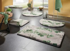 Best BADER Naturnahe Badgarnitur mit Eukalyptus-Blätter-Motiv BEIGE-GRÜN