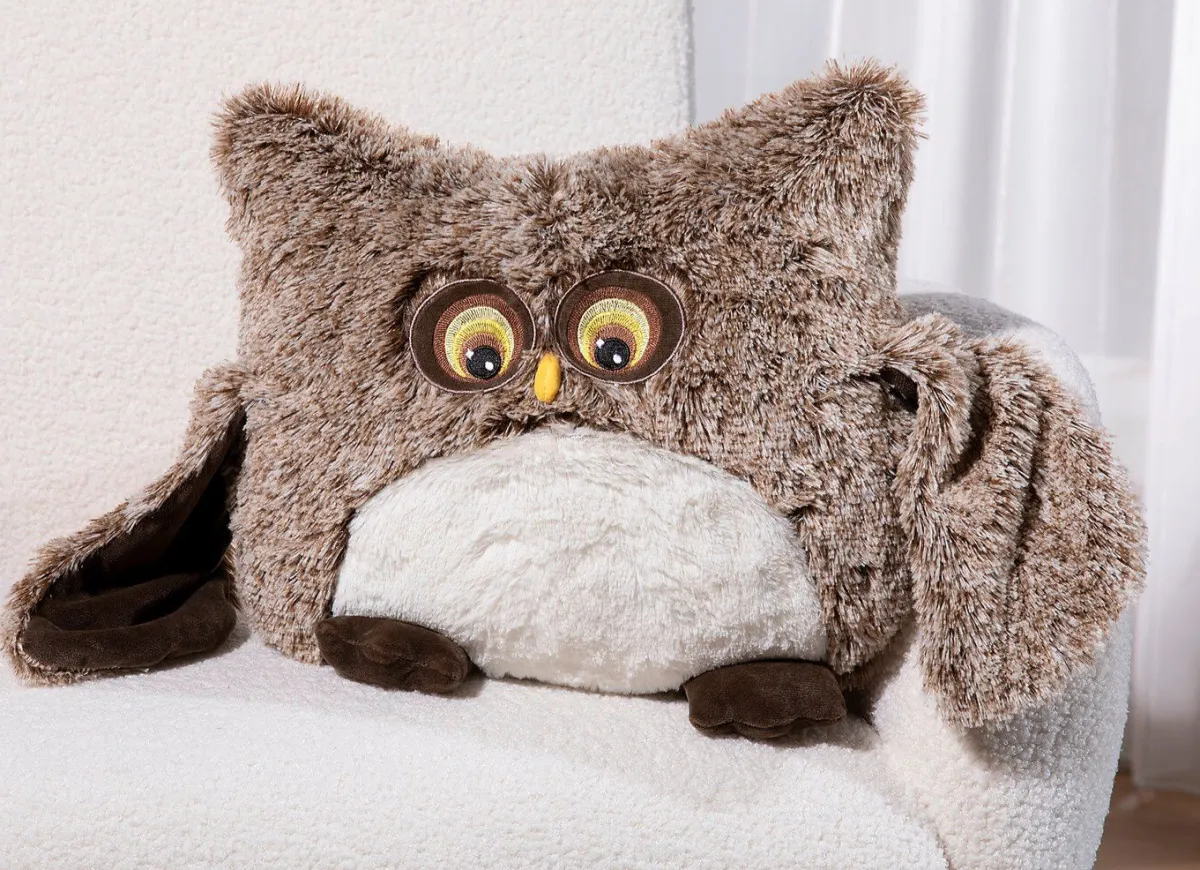 Outlet BADER Niedliches Eulen-Deko-Kissen BEIGE