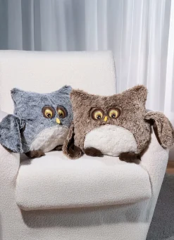 New BADER Niedliches Eulen-Deko-Kissen GRAU