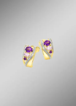 New BADER Ohrstecker mit Amethyst und Zirkonia