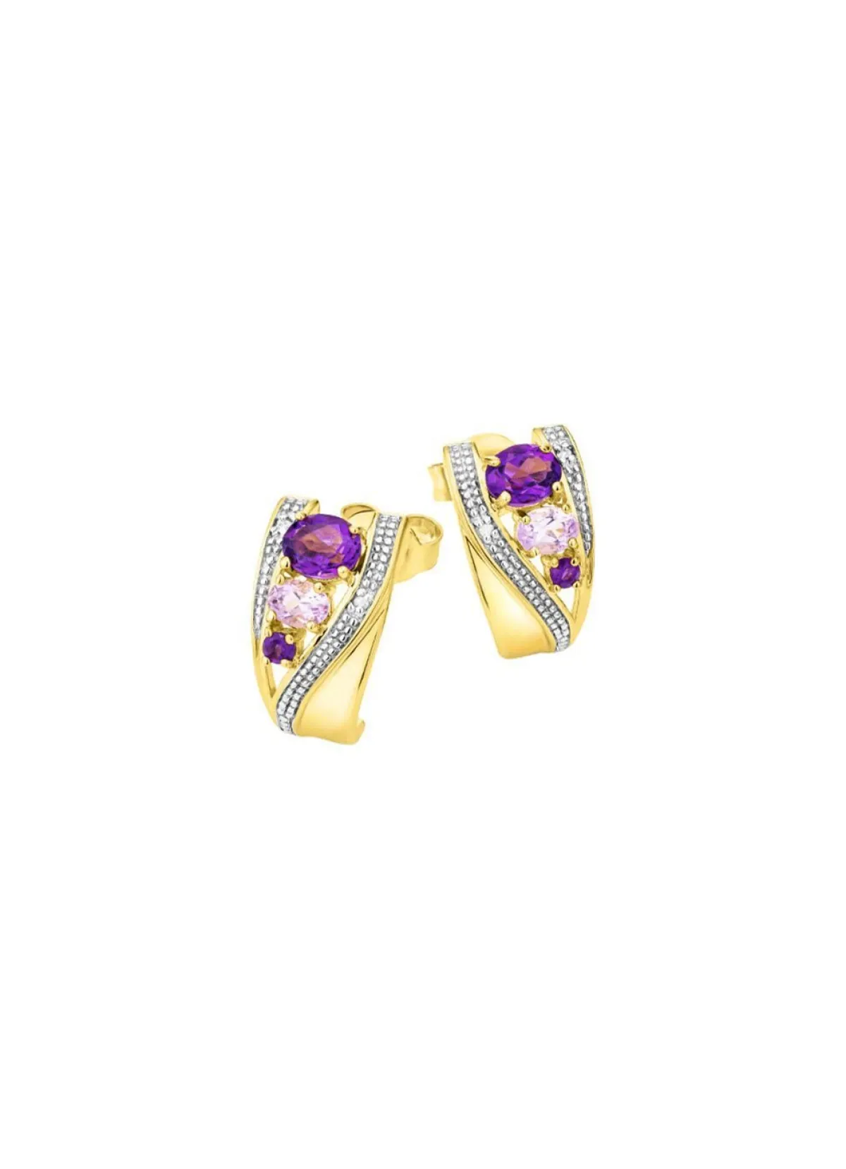 New BADER Ohrstecker mit Amethyst und Zirkonia