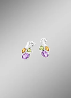 Online BADER Ohrstecker mit echt Amethyst, echt Citrin und echt Peridot