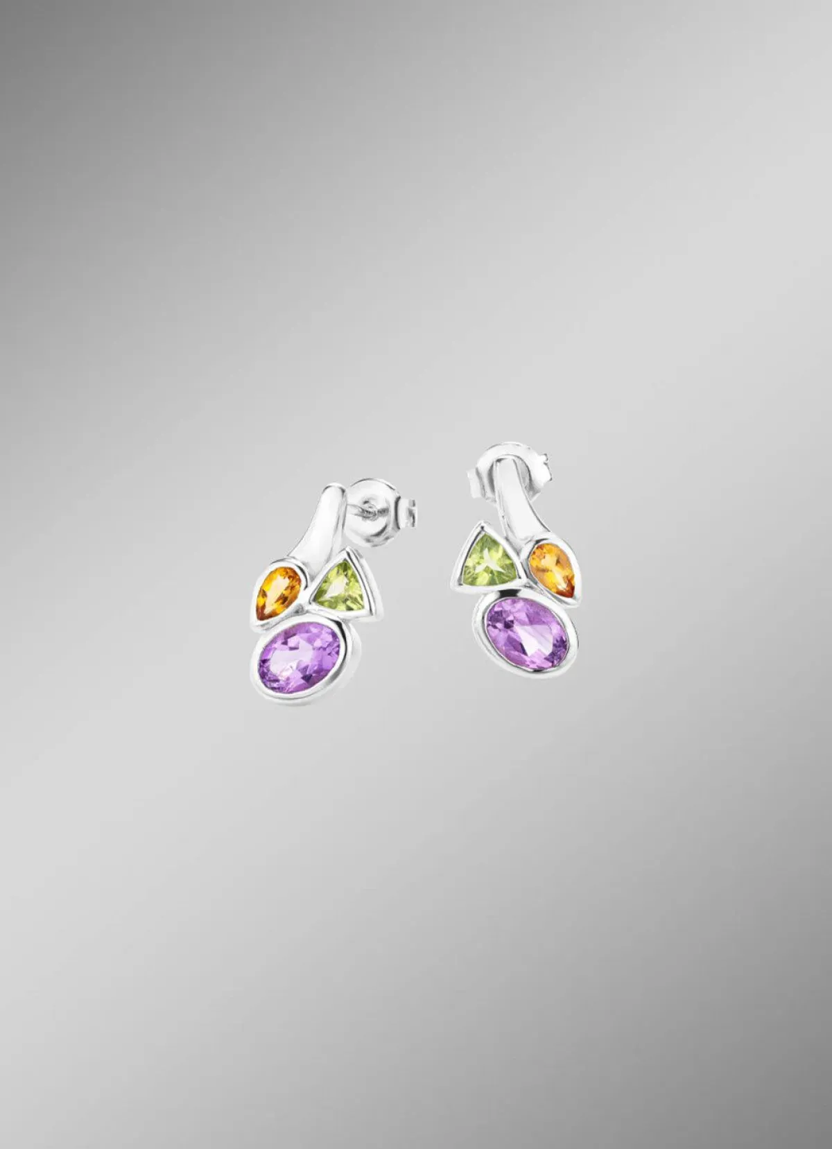 Online BADER Ohrstecker mit echt Amethyst, echt Citrin und echt Peridot