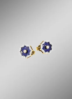 Hot BADER Ohrstecker mit echt Lapislazuli, Brillanten und Diamanten