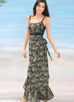 OLYMPIA BEACHFASHION Olympia Rock in Wickelform, reine Baumwolle SCHWARZ-OLIV