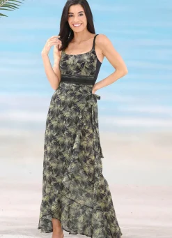 OLYMPIA BEACHFASHION Olympia Rock in Wickelform, reine Baumwolle SCHWARZ-OLIV
