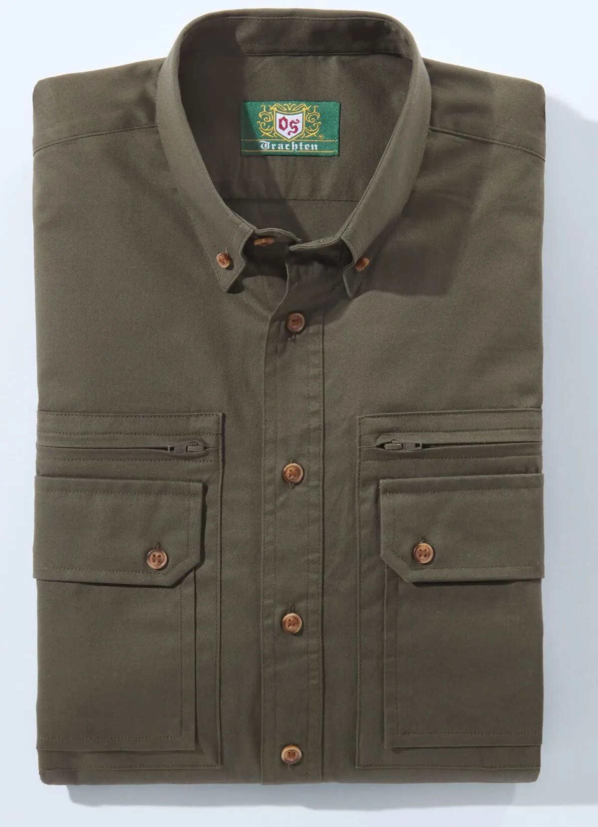 Outlet OS TRACHTEN "OS-Trachten"-Hemd mit Button-Down-Kragen in 3 Farben DUNKELGRÜN