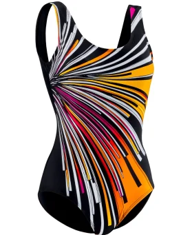 Best Pacific Fashion Badeanzug mit platziertem Druckdessin und Halbkorsage SCHWARZ-BUNT