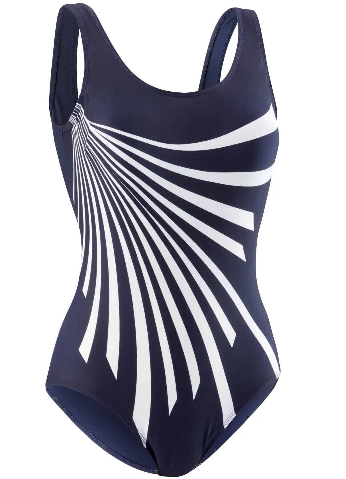Discount Pacific Fashion Badeanzug mit platziertem Druckdessin und Halbkorsage MARINE-WEISS