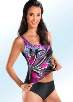 Sale Pacific Fashion Tankini mit platziertem Druckdessin und Softschalen SCHWARZ-BEERE