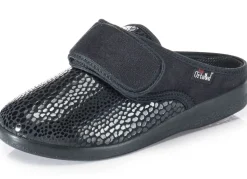 Sale BADER Pantoffel aus Elastik und Veloursmaterial SCHWARZ
