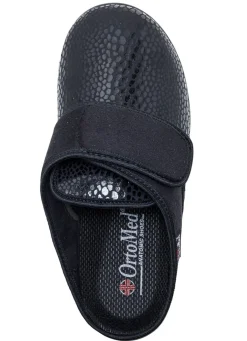 Sale BADER Pantoffel aus Elastik und Veloursmaterial SCHWARZ
