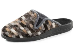 Outlet BADER Pantoffel aus gemustertem Textilmaterial GRAU-MULTICOLOR