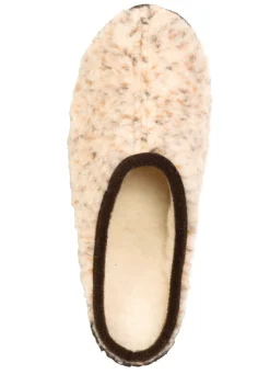 New BADER Pantoffel aus gesprenkeltem Wollplüsch BEIGE-BRAUN