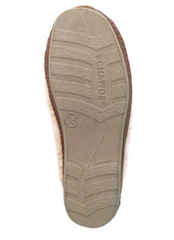 New BADER Pantoffel aus gesprenkeltem Wollplüsch BEIGE-BRAUN