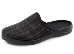 Online BADER Pantoffel aus kariertem Textil SCHWARZ-BRAUN