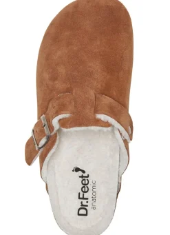 New BADER Pantoffel aus weichem Veloursleder COGNAC