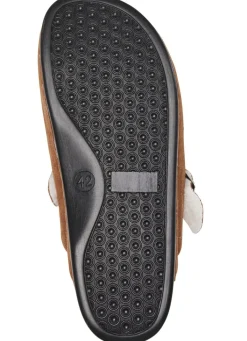 New BADER Pantoffel aus weichem Veloursleder COGNAC