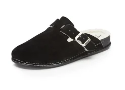 Outlet BADER Pantoffel aus weichem Veloursleder SCHWARZ
