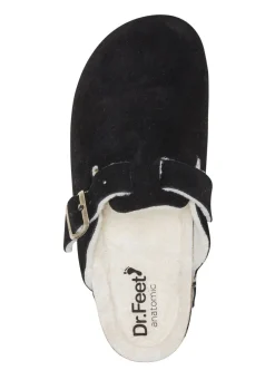 Outlet BADER Pantoffel aus weichem Veloursleder SCHWARZ