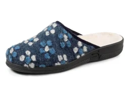 Discount BADER Pantoffel mit Blüten-Dessin JEANS-ECRU