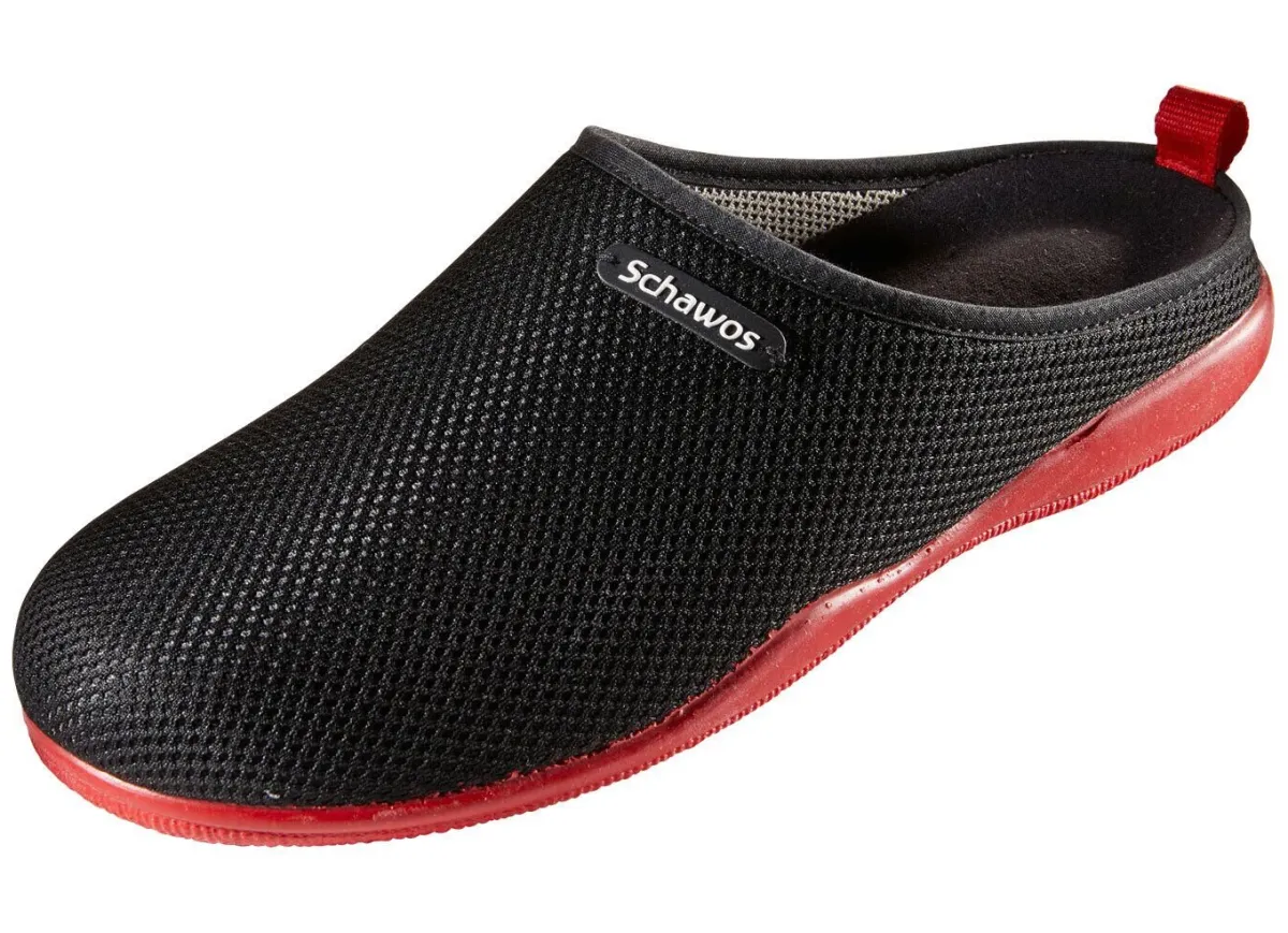 Sale BADER Pantoffeln mit rutschhemmender Synthetik-Laufsohle SCHWARZ-ROT