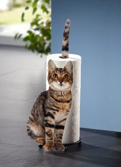 Best BADER Papierrollenhalter Katze aus Metall GRAU-BRAUN-SCHWARZ