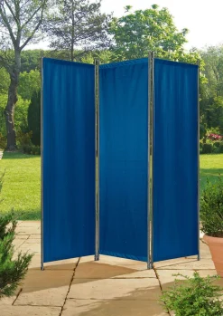 BADER Paravent mit Stahlrohrgestell BLAU