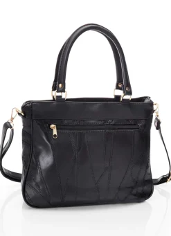 BADER Patchwork-Tasche mit abnehmbarem Umhängeriemen SCHWARZ