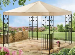New BADER Pavillon Lukas mit pulverbeschichtetem Stahlgestell BEIGE