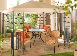 New BADER Pavillon Lukas mit pulverbeschichtetem Stahlgestell BEIGE