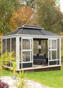 Clearance BADER Pavillon "Olan" aus pulverbeschichtetem Aluminium beige