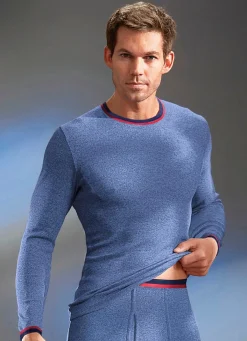 Discount PERMATHERM Zweierpack Schlupfjacken, langarm, Winterwäsche 1X JEANSBLAU MELIERT, 1X ANTHRAZIT MELIERT