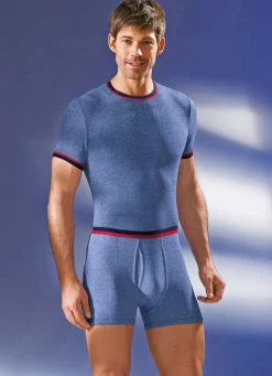 Best PERMATHERM Zweierpack Schlupfjacken, kurzarm, Winterwäsche 1X JEANSBLAU MELIERT, 1X ANTHRAZIT MELIERT