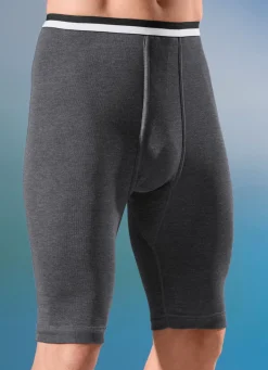 Online PERMATHERM , Zweierpack Unterhosen, knielang, Winterwäsche 1X JEANSBLAU MELIERT, 1X ANTHRAZIT MELIERT