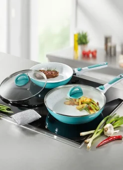 Best BADER Pfannen-Set mit abnehmbaren Silikongriffe WEISS-MINT