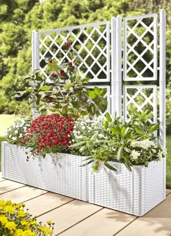 New BADER Pflanzkasten in moderner Rattan-Optik WEISS