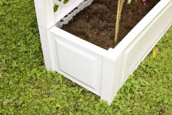 Hot BADER Pflanzkasten mit Spalier aus robustem Kunststoff WEISS