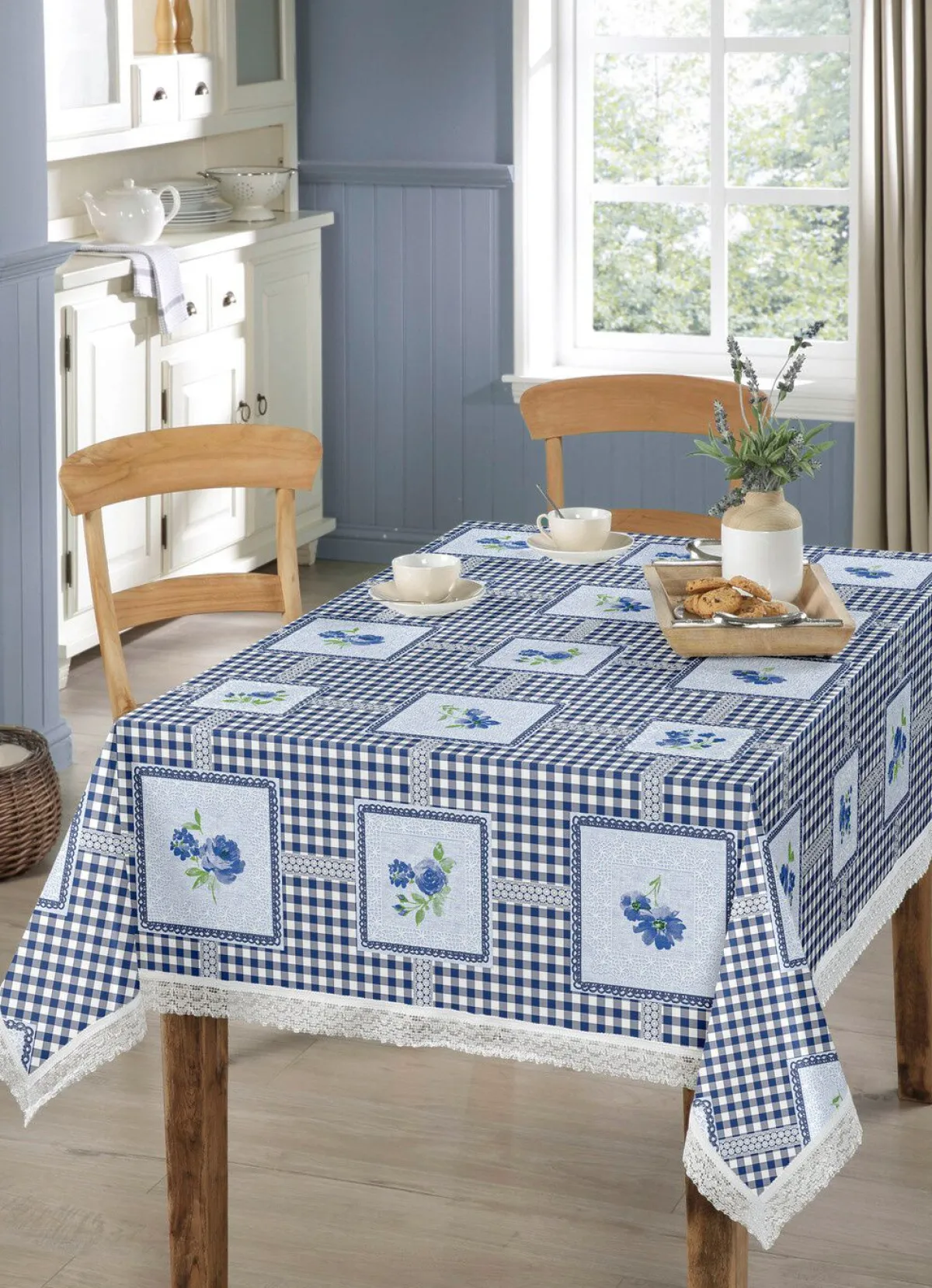 Discount BADER Pflegeleichte Wachstuch-Tischdecke BLAU
