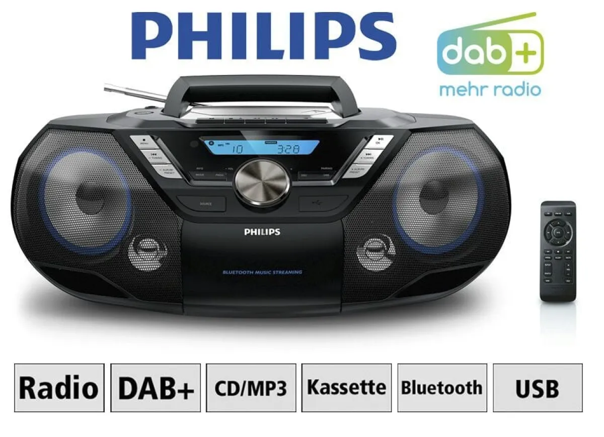 Sale PHILIPS AZB798T CD-/Kassetten-/DAB+ Radio SCHWARZ
