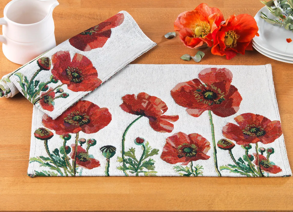 BADER Platzset mit Mohnblüten-Motiv, 2-teilig bunt